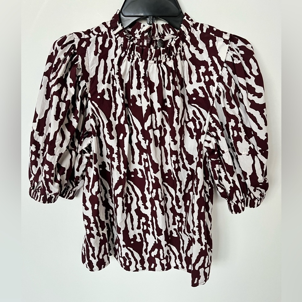 Margaret O’Leary Smock Neck Puff Sleeve Top